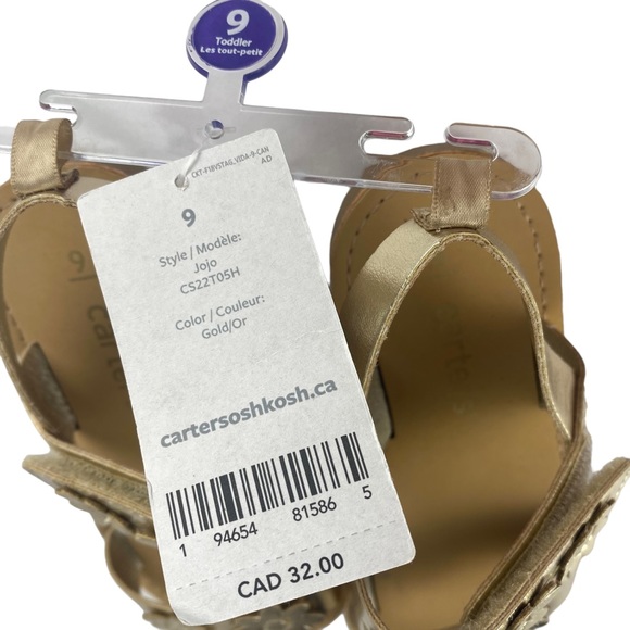 NWT Carter's Gold Flower Sandals - Size 9 - Picture 8 of 8